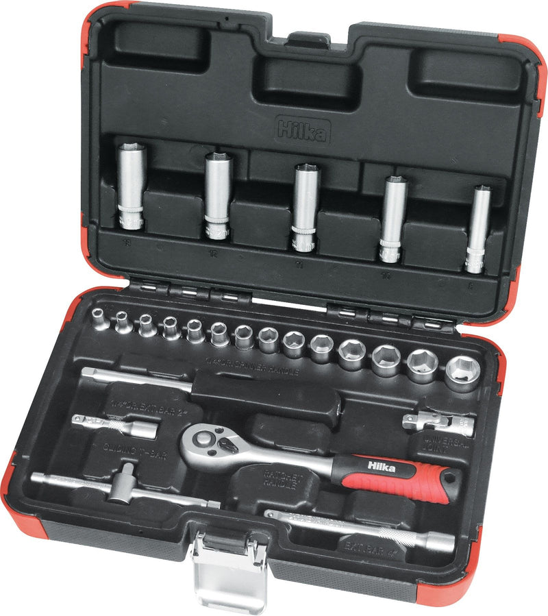 HILKA 25 pce 1/4" Drive Socket Set Metric