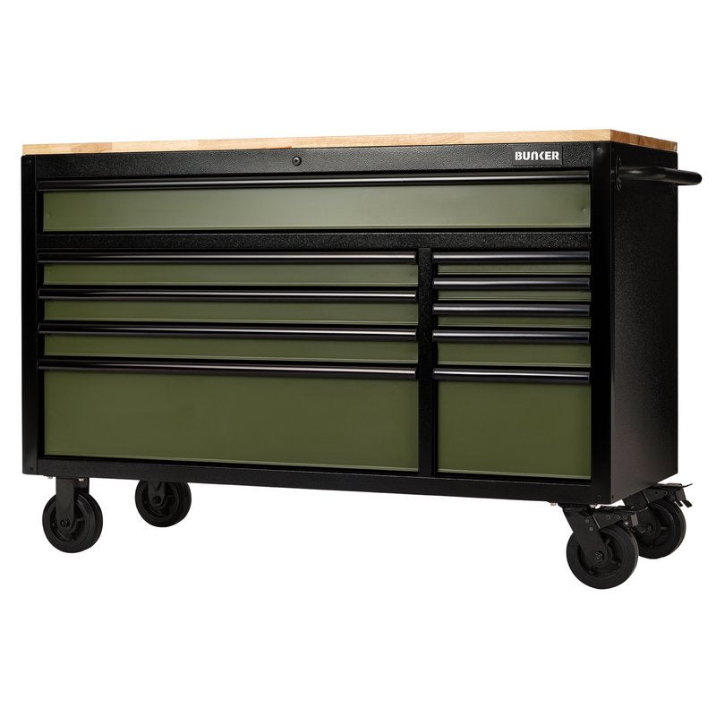 DRAPER | BUNKER® 10 Drawer Workbench Roller Tool Cabinet, 56", Green