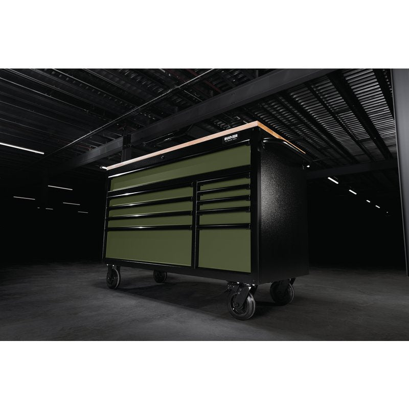 DRAPER | BUNKER® 10 Drawer Workbench Roller Tool Cabinet, 56", Green