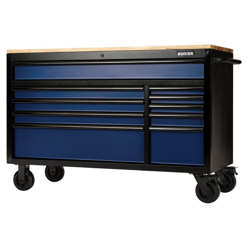 DRAPER | BUNKER® 10 Drawer Workbench Roller Tool Cabinet, 56", Blue