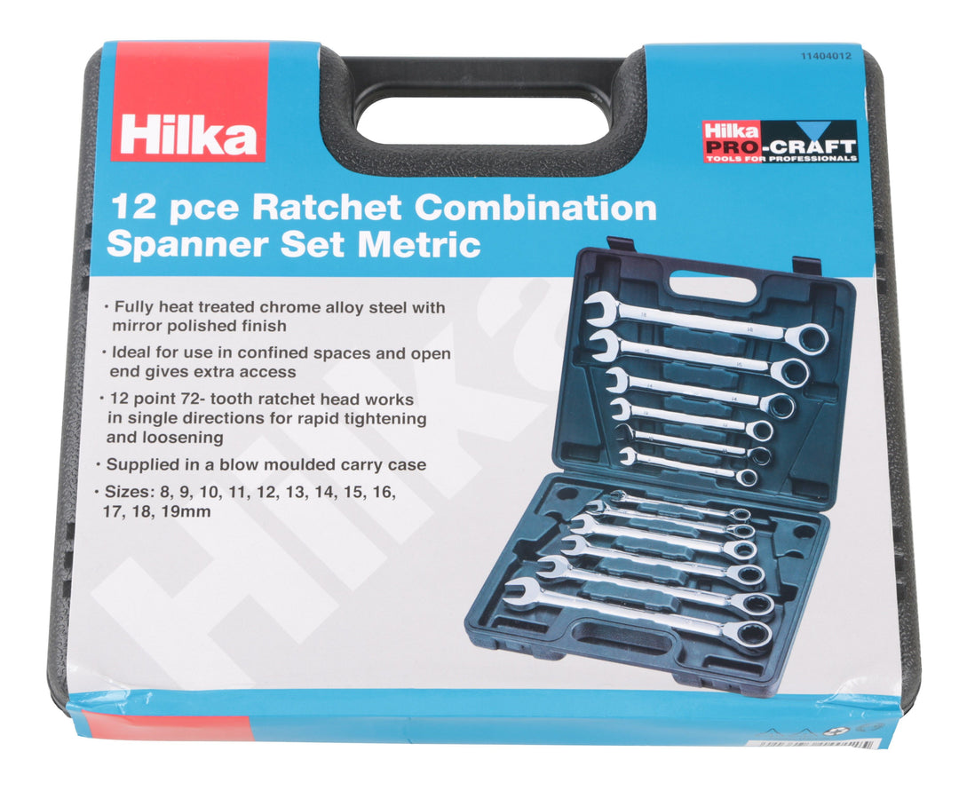 HILKA 12 pce Ratchet Spanner Set Metric