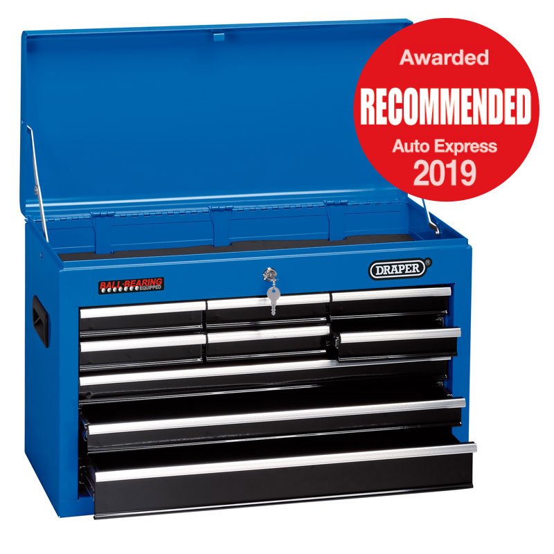 DRAPER Tool Chest, 9 Drawer, 26", Blue