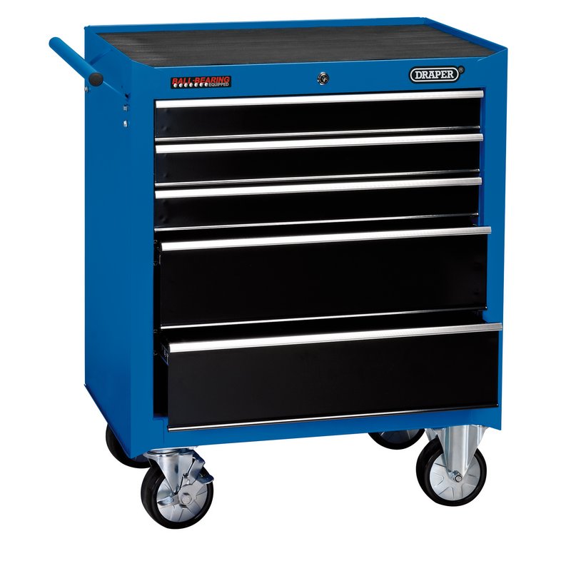 DRAPER Roller Tool Cabinet, 5 Drawer, 26", Blue