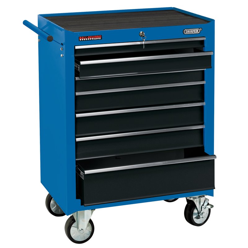 DRAPER Roller Tool Cabinet, 7 Drawer, 26", Blue