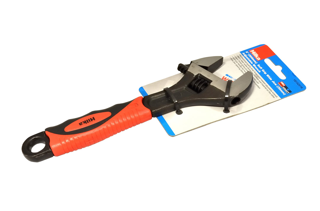 HILKA  8" (200mm) Soft Grip Wide Jaw (30mm) Adjustable Wrench