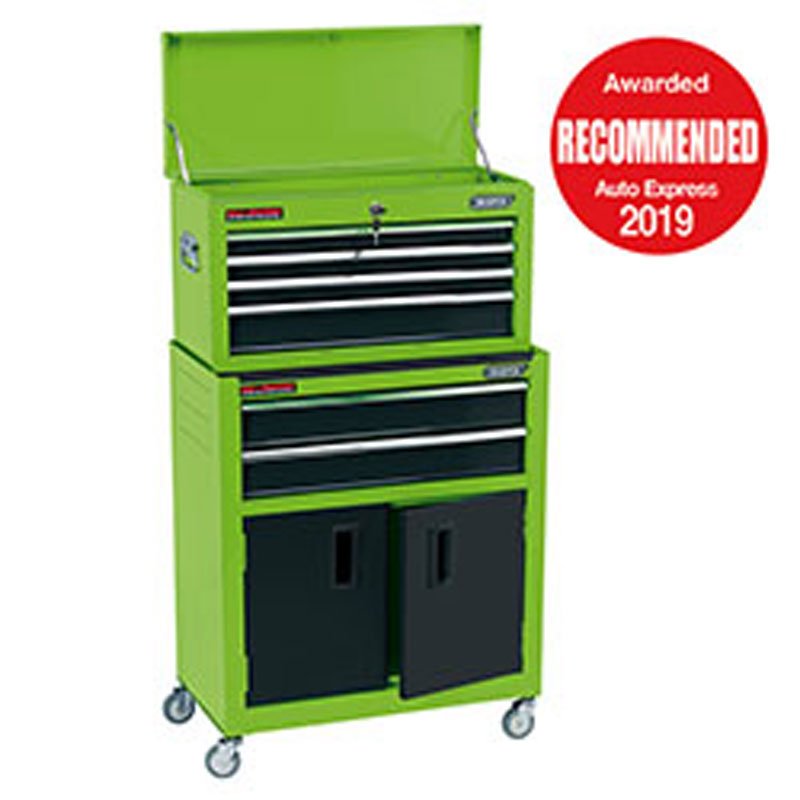 DRAPER Combined Roller Cabinet and Tool Chest, 6 Drawer, 24", Green