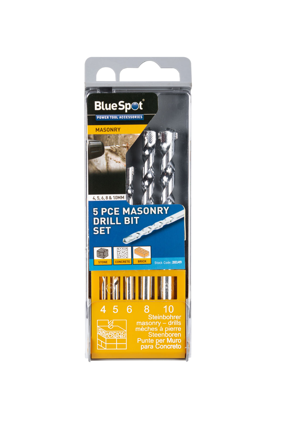 BLUE SPOT TOOLS 5 PCE MASONRY DRILL BIT SET (4-10MM)