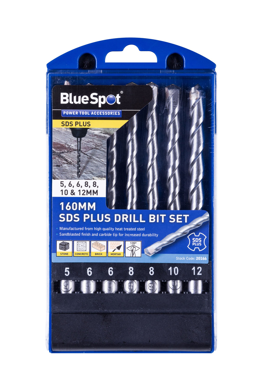 BLUE SPOT TOOLS 7 PCE 160MM SDS PLUS DRILL BIT SET (5-12MM)