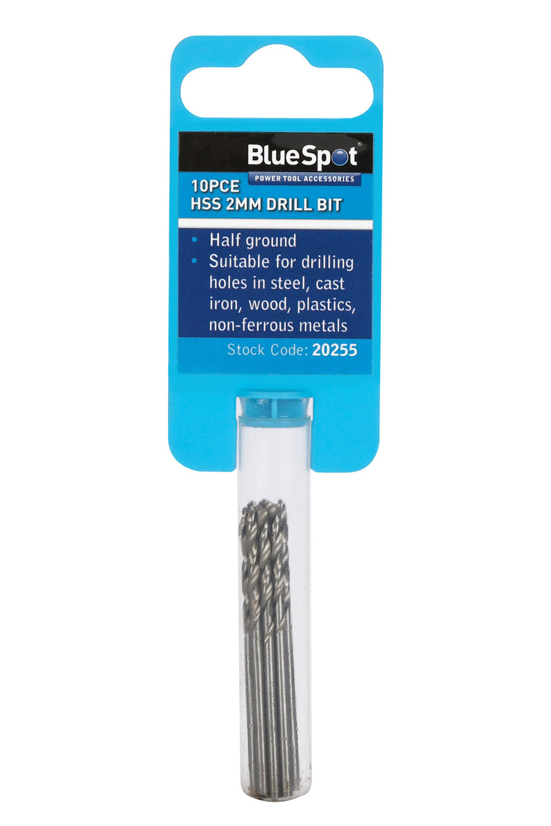 BLUE SPOT TOOLS 10 PCE 2MM HSS DRILL SET