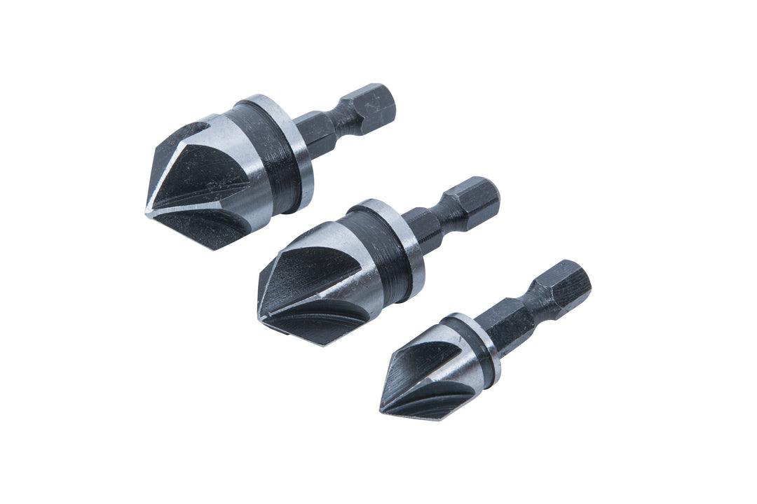 BLUE SPOT TOOLS 3 PCE 6MM (1/4") HEX SHANK COUNTERSINK BIT SET