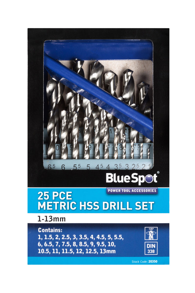 BLUE SPOT TOOLS 25 PCE HSS DRILL SET (1-13MM)