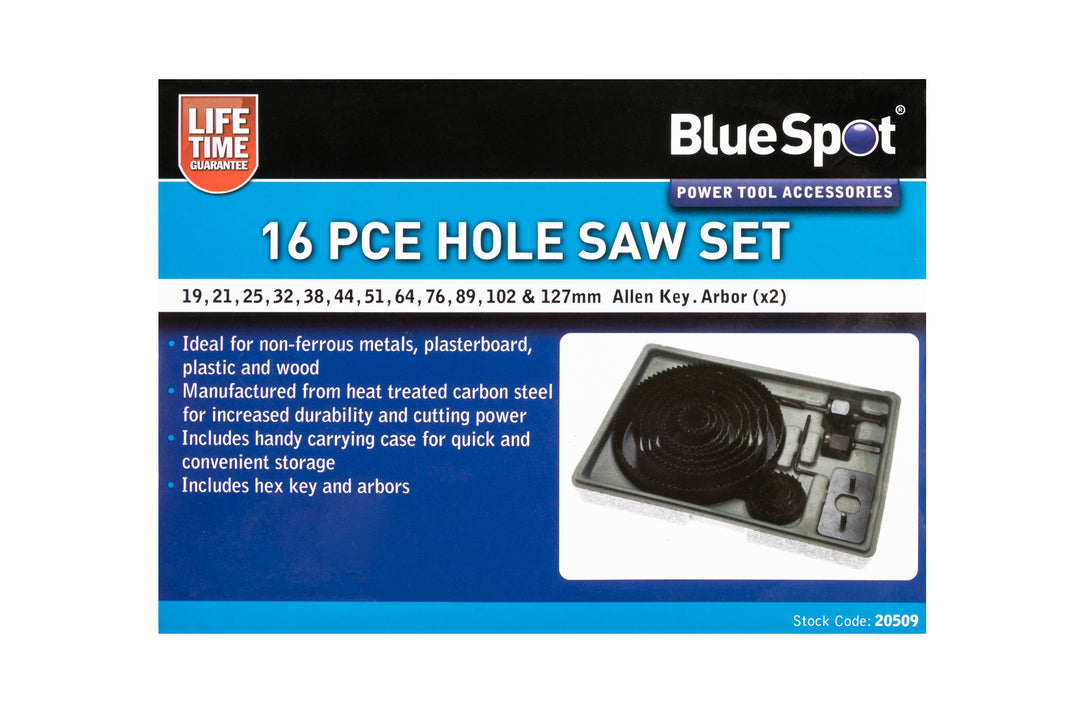 BLUE SPOT TOOLS 16 PCE HOLE SAW SET (19 - 127MM)