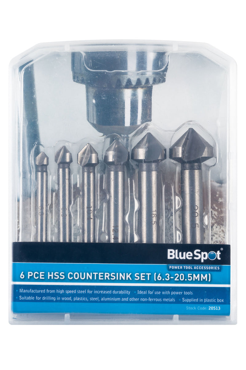 BLUE SPOT TOOLS 6 PCE HSS COUNTERSINK SET (6.3-20.5MM)