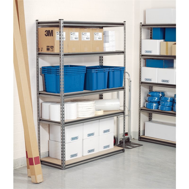 DRAPER Draper Expert Heavy Duty Steel Shelving Unit, 5 Shelves, L1220 x W450 x H1830mm