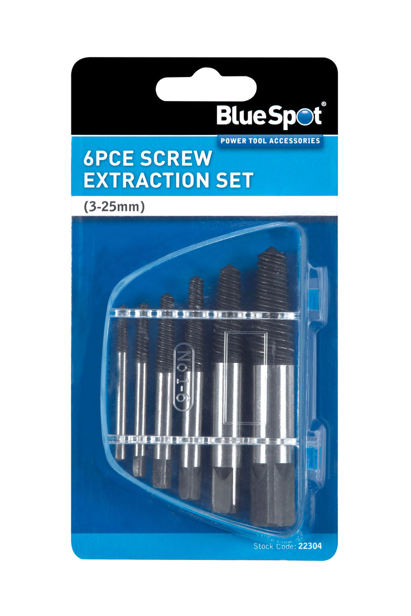 BLUE SPOT TOOLS 6 PCE SCREW EXTRACTION SET (3-25MM)