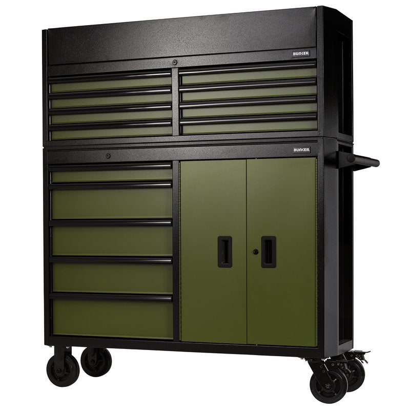 DRAPER | BUNKER® 13 Drawer Combined Roller Cabinet and Tool Chest, 52", Green