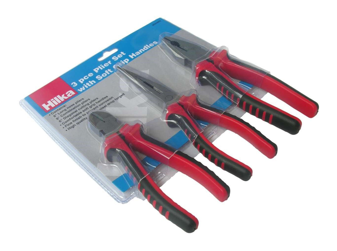 HILKA 3 pce Pliers Set with Soft Grip Handles