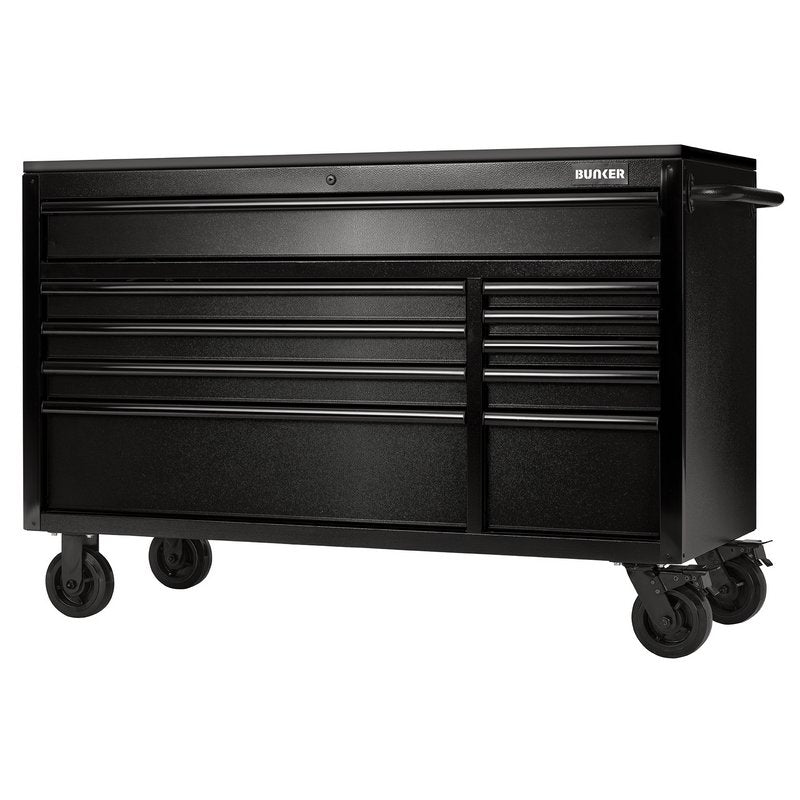 DRAPER | BUNKER® 10 Drawer Workbench Roller Tool Cabinet with Black Stainless Steel Worktop, 56"