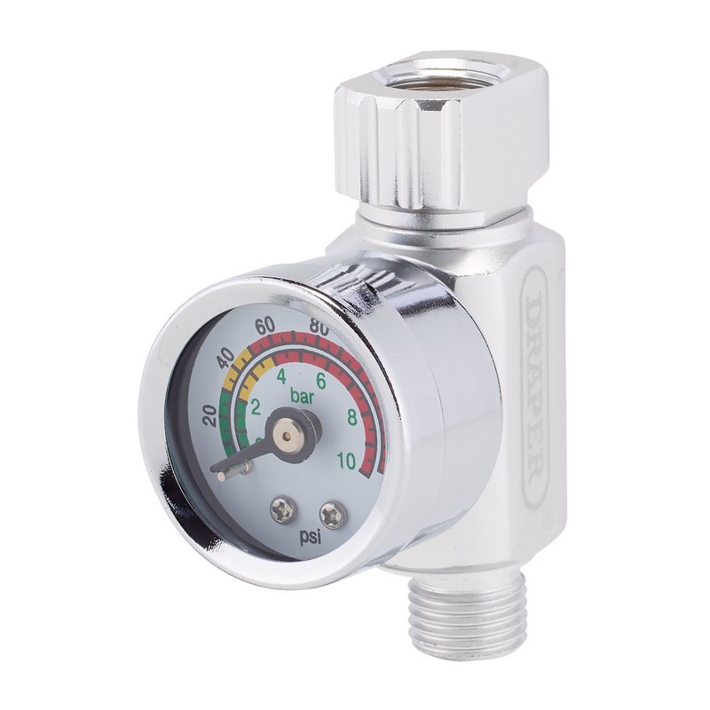 DRAPER 1/4" BSP On-Gun Air Regulator and Gauge, 140psi