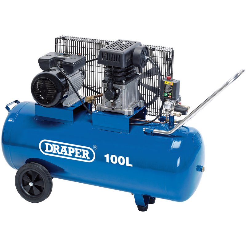 DRAPER 100L Belt-Driven Air Compressor, 2.2kW/3hp