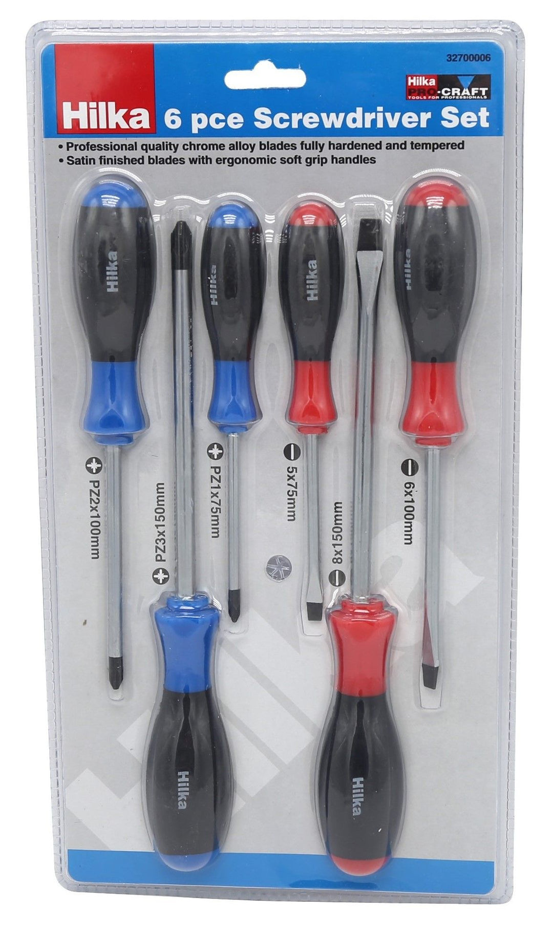 HILKA 6 pce Soft Grip Screwdriver Set