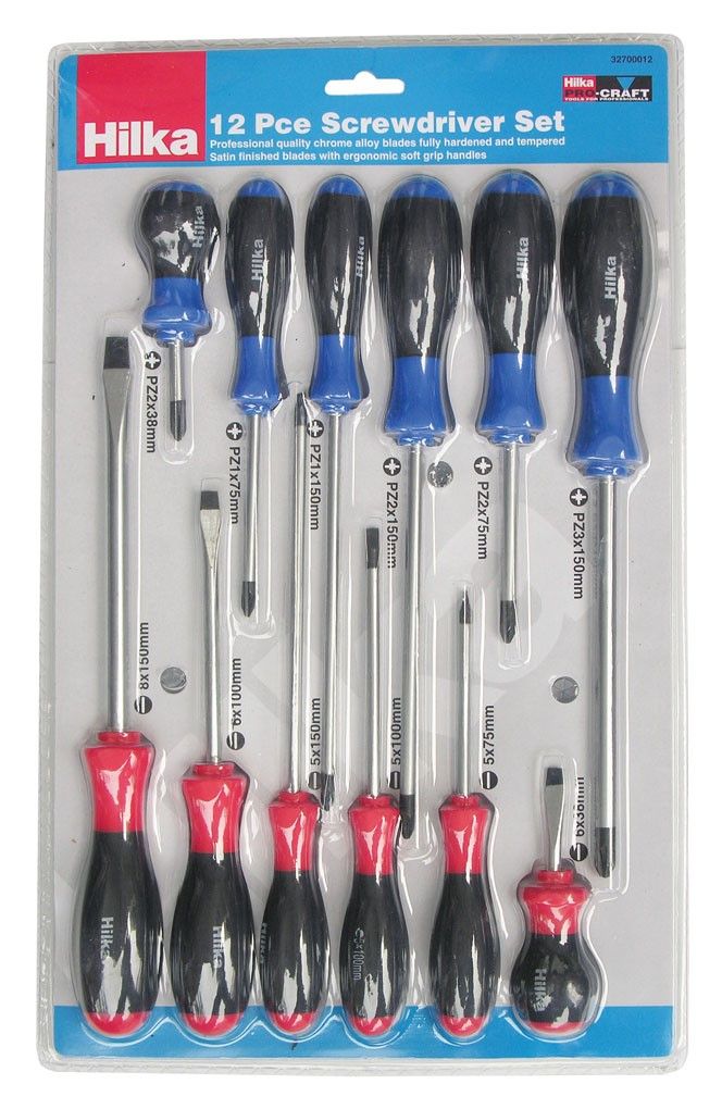 HILKA 12 pce Soft Grip Screwdriver Set