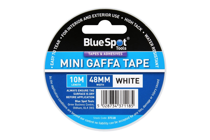 BLUE SPOT TOOLS 48MM X 10M MINI WHITE GAFFA TAPE