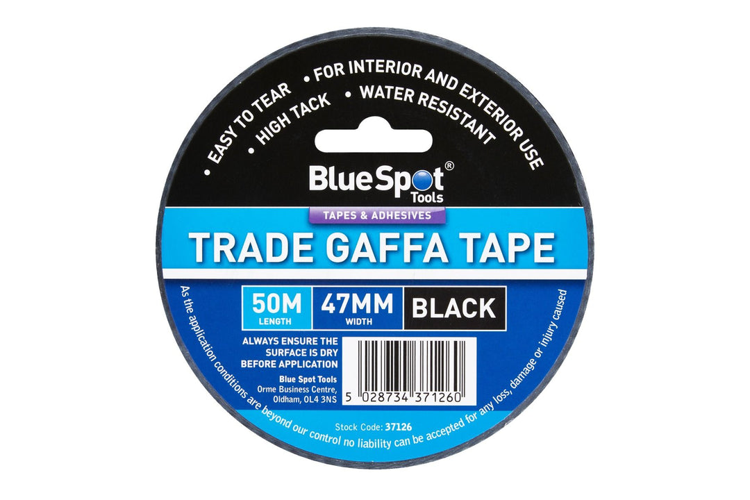 BLUE SPOT TOOLS 47MM X 50M TRADE GAFFA TAPE BLACK