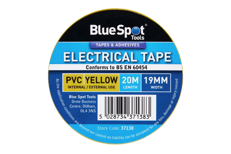 BLUE SPOT TOOLS 20M YELLOW PVC ELECTRICAL TAPE