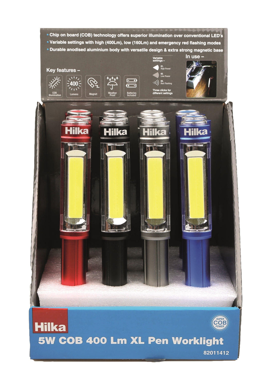 4.5W COB 400L XL Pen Light & Batts 12 pce CDU - Bargain LAB