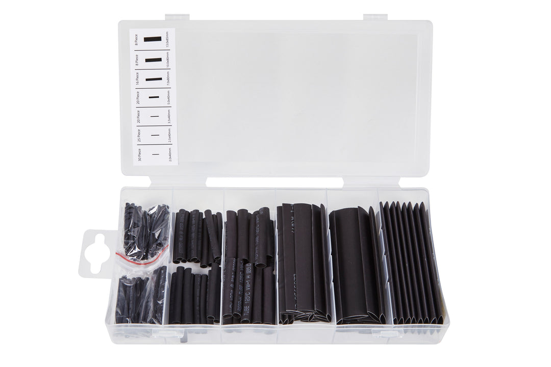 BLUE SPOT TOOLS 127 PCE ASSORTED BLACK HEAT SHRINK TUBING SET