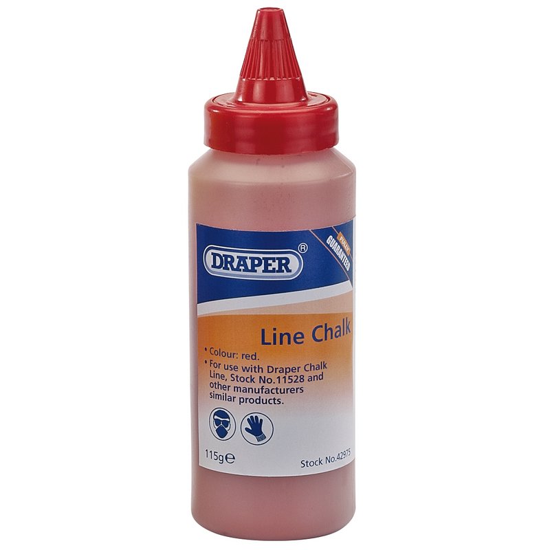 DRAPER Plastic Bottle of Red Chalk for Chalk Line, 115g