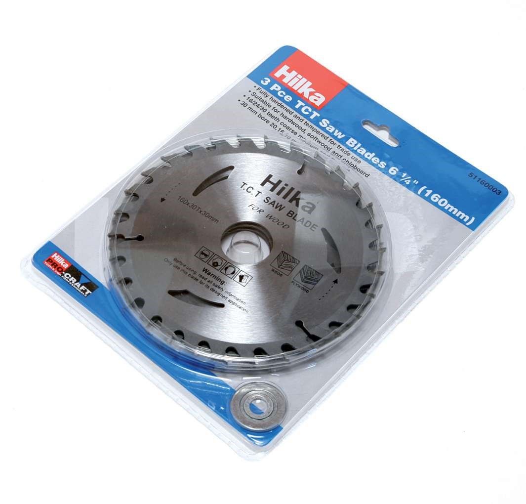 HILKA 3 pce 6 1/4" (160mm) TCT Saw Blades