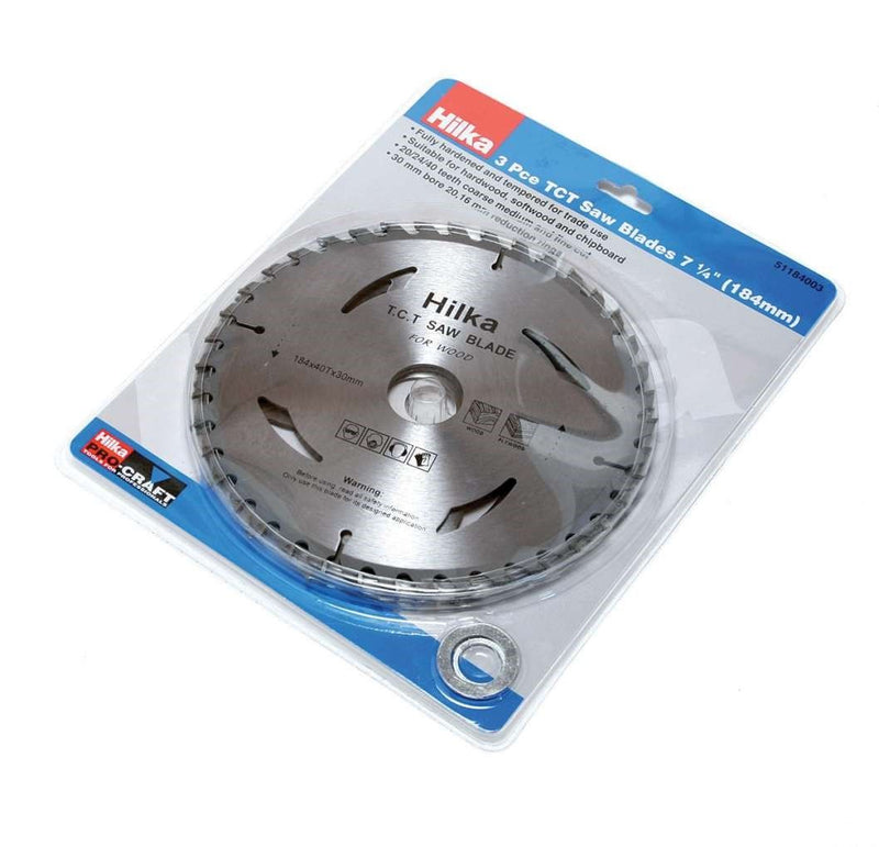 HILKA 3 pce 7 1/4" (184mm) TCT Saw Blades