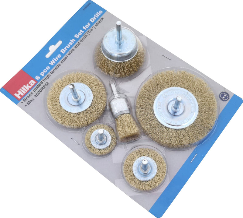 HILKA 6 pce Wire Brush Set for Drills