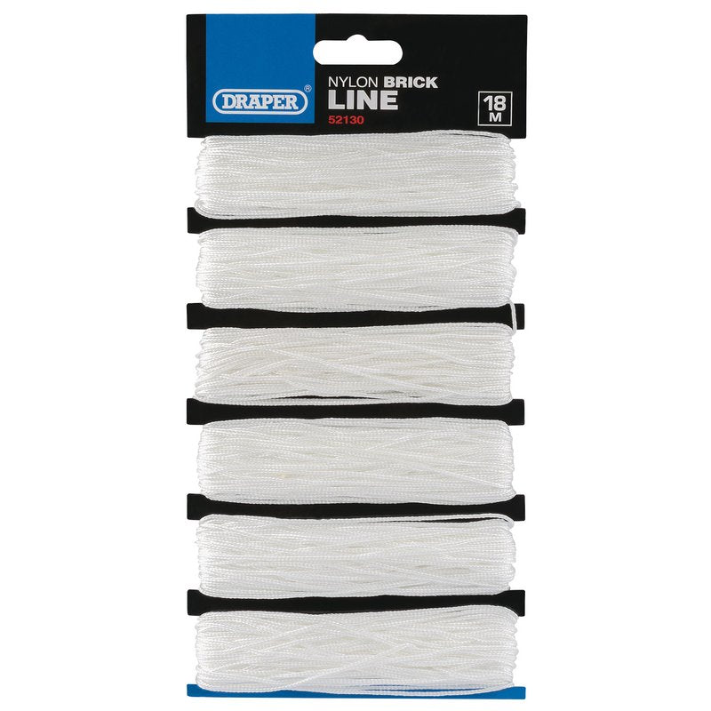 DRAPER Nylon Brick Line, 18m, White (Pack of 6)