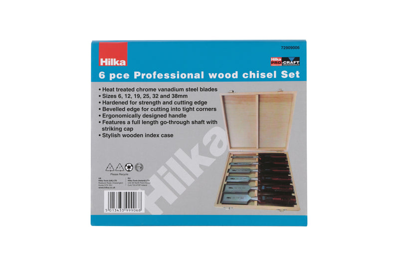 6 pce Wood Chisel Set Clear Grip - Bargain LAB