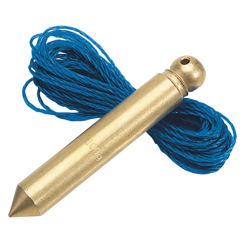 DRAPER Solid Brass Plumb Bob with Nylon Line, 100g, 5m