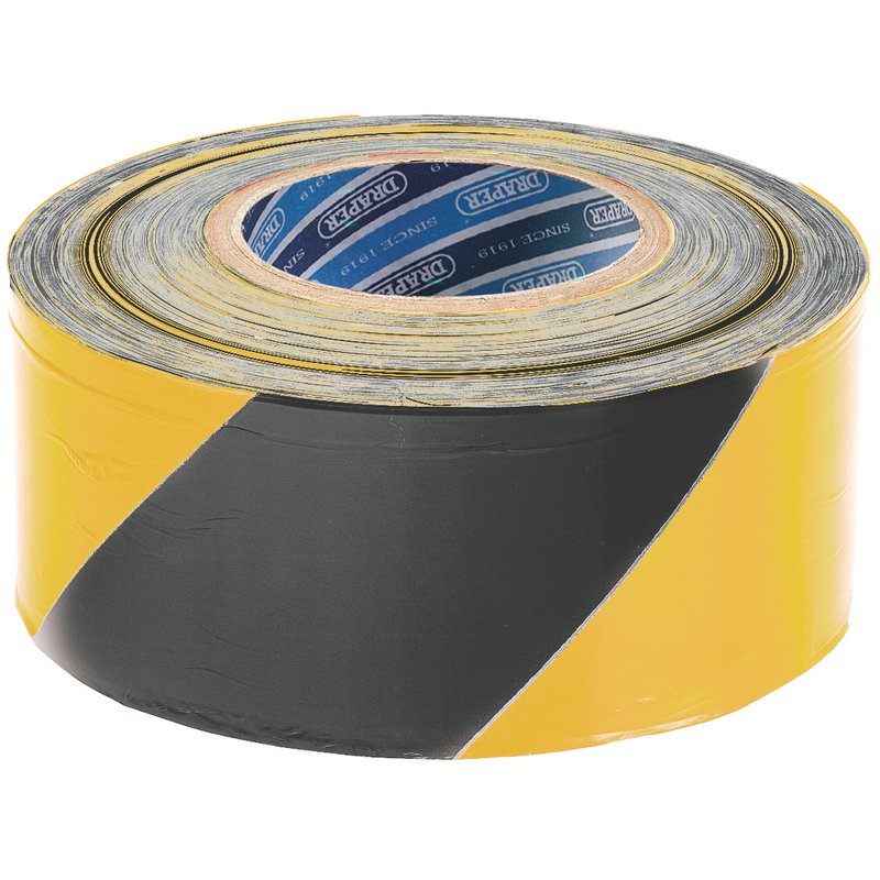 DRAPER Barrier Tape Roll, 500m x 75mm, Black and Yellow