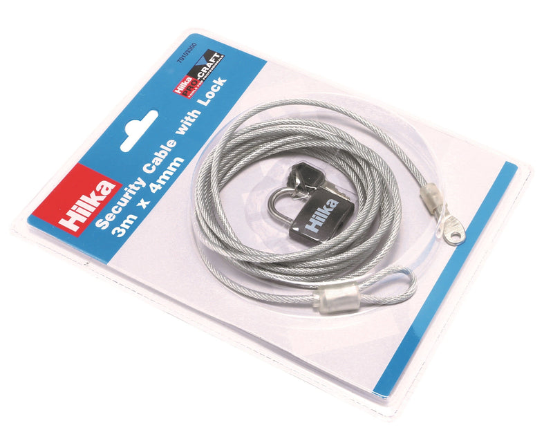 HILKA Security Cable with Lock 3m x 4mm