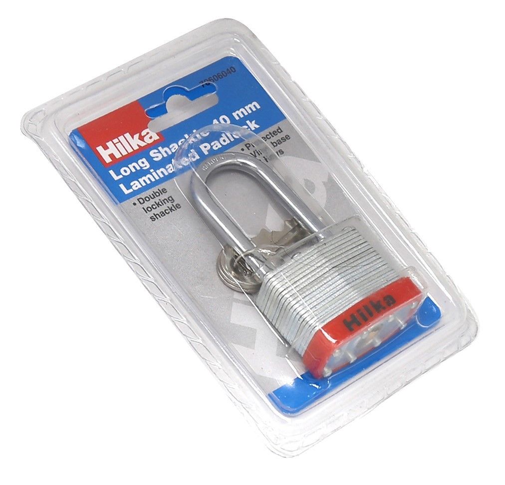 HILKA 40mm Long Shackle Laminated Padlock