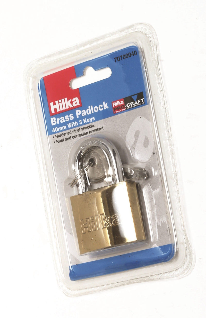 HILKA 40mm Heavy Duty Brass Padlock