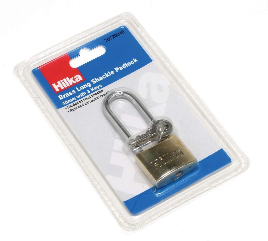 HILKA 40mm Brass Long Shackle Padlock