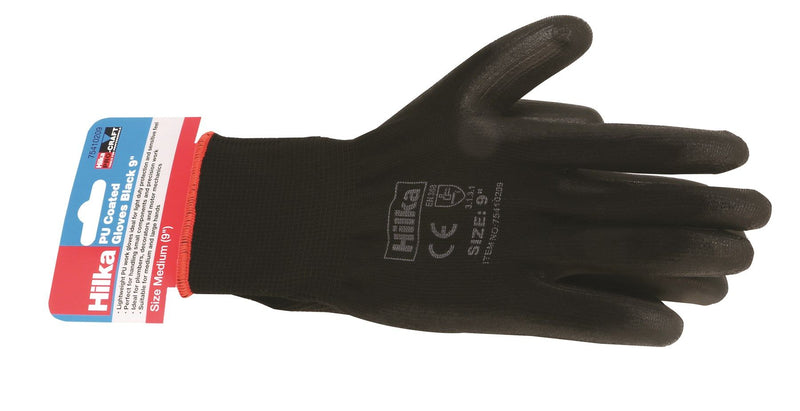 HILKA Medium 9" Black PU Work Gloves