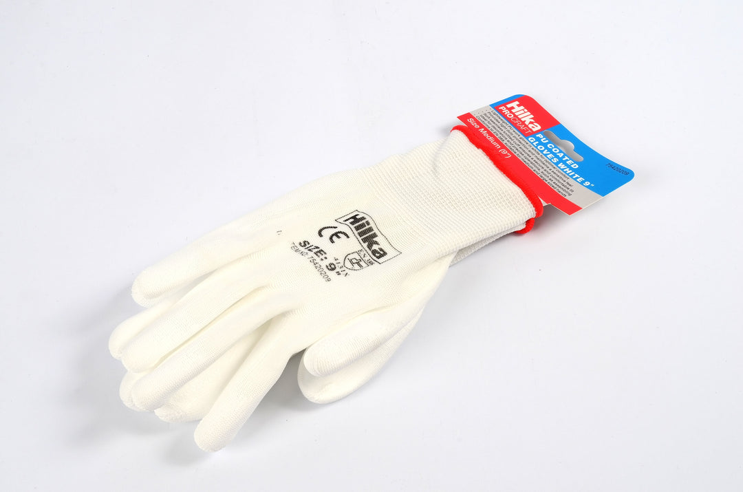 HILKA Medium 9" White PU Work Gloves