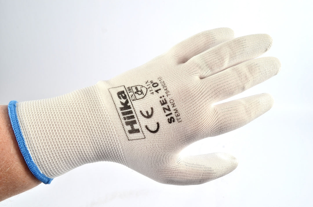 HILKA Large 10" White PU Work Gloves