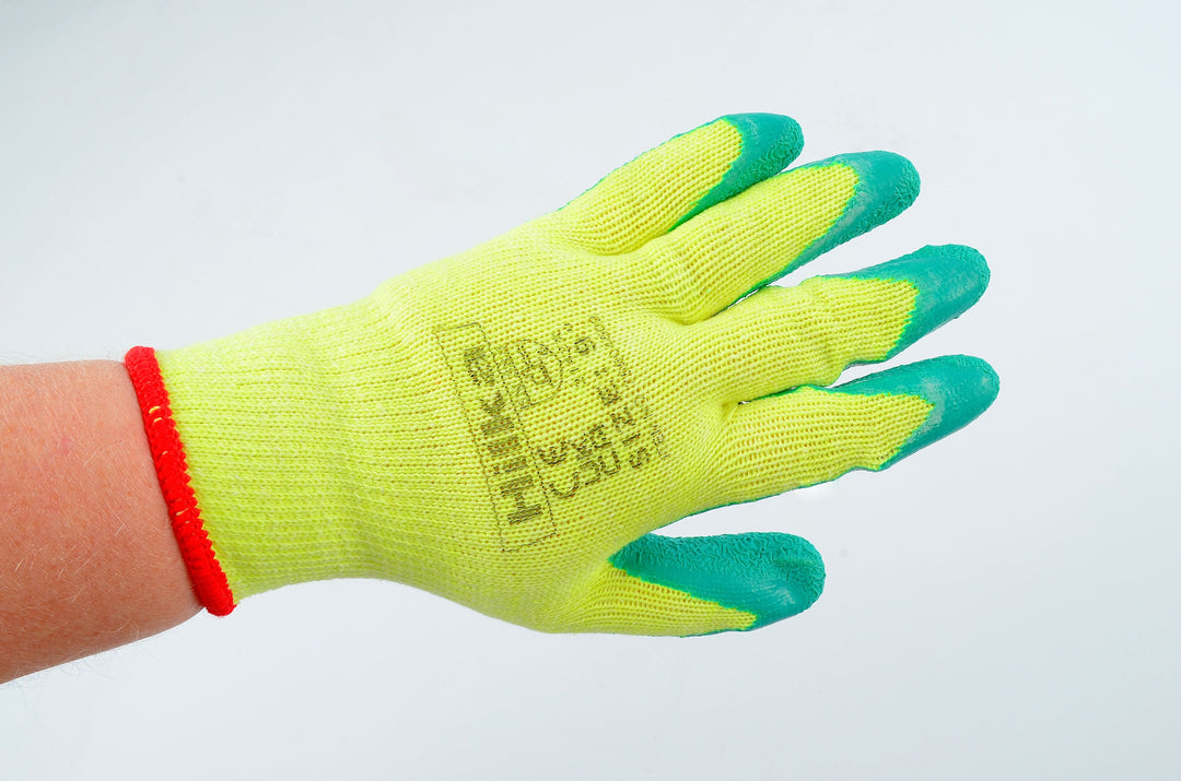 HILKA Medium 9" Green Latex Coated Work Gloves