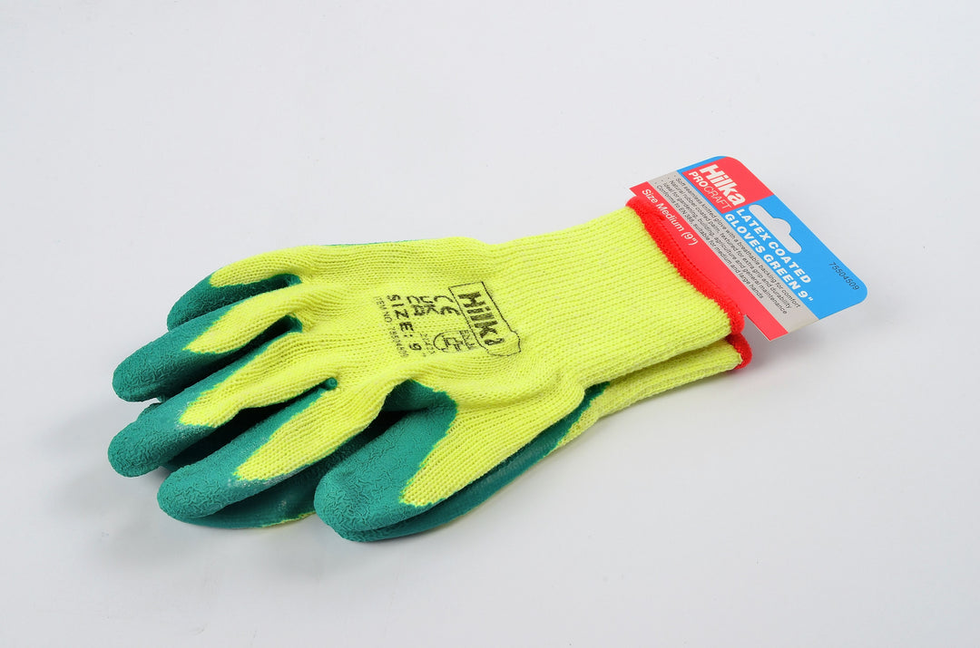 HILKA Medium 9" Green Latex Coated Work Gloves