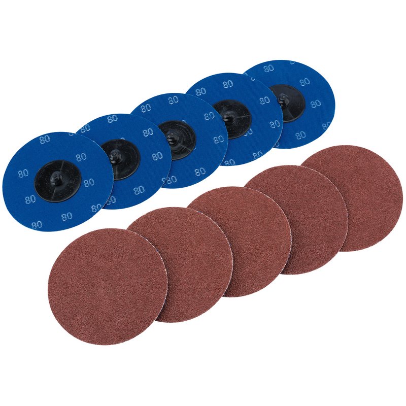 DRAPER Aluminium Oxide Sanding Discs, 75mm, 80 Grit (Pack of 10)