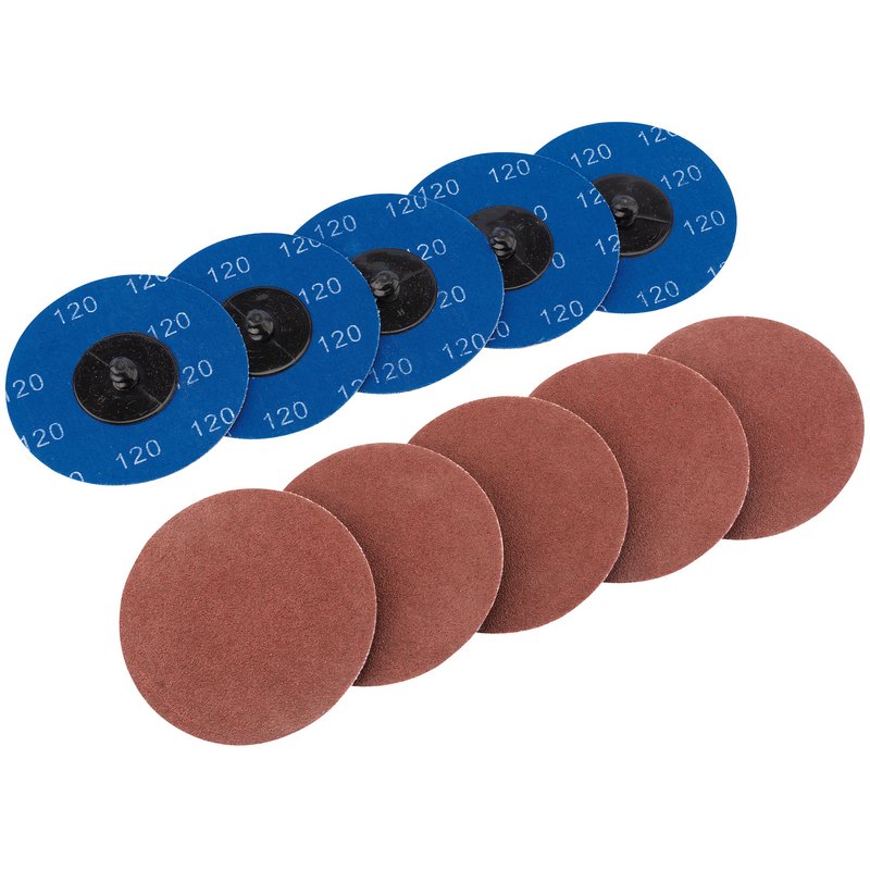 DRAPER Aluminium Oxide Sanding Discs, 75mm, 120 Grit (Pack of 10)